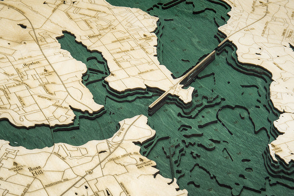 Lake Ray Hubbard, Texas 3-D Nautical Wood Chart, Large, 24.5" x 31"