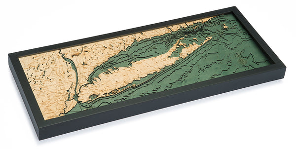 Long Island Sound, 3-D Nautical Wood Chart, Medium, 13.5" x 31"