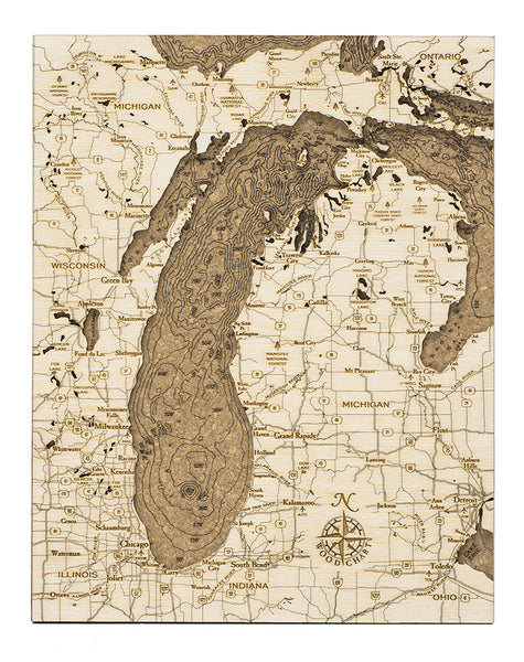 Lake Michigan Cork Map, 8" x 10"