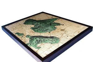 Lake Mendota / Monona, Madison, Wisconsin 3-D Nautical Wood Chart, Large, 24.5" x 31"