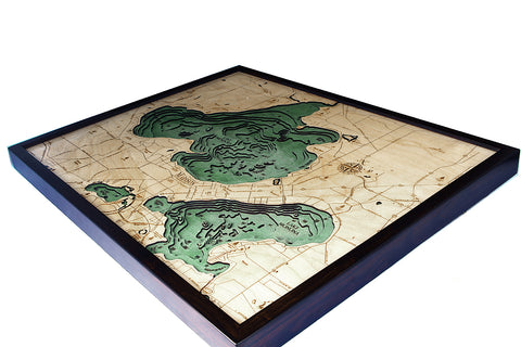 Lake Mendota / Monona, Madison, Wisconsin 3-D Nautical Wood Chart, Large, 24.5" x 31"