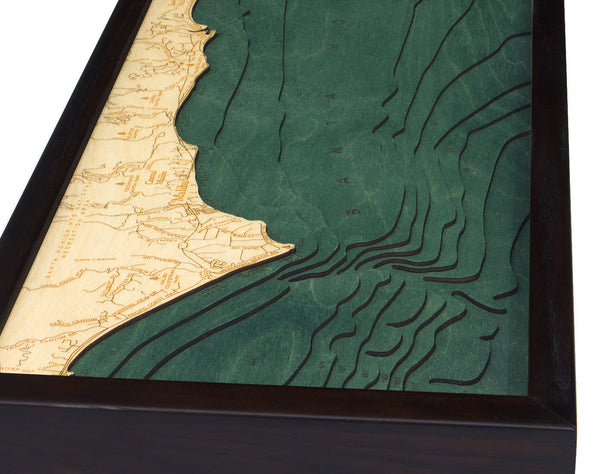 Malibu, California 3-D Nautical Wood Chart, Narrow, 13.5" x 43"