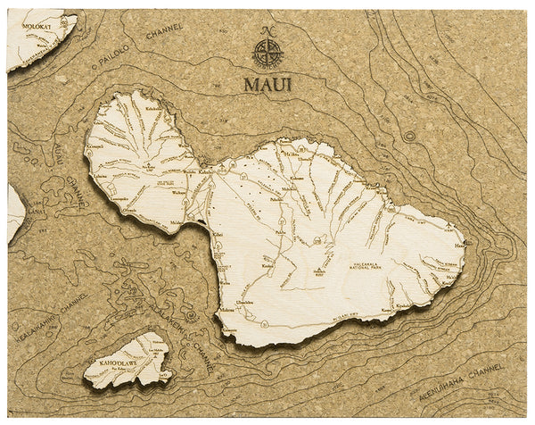 Cork Maui Hawaii Map in 8x10 inch