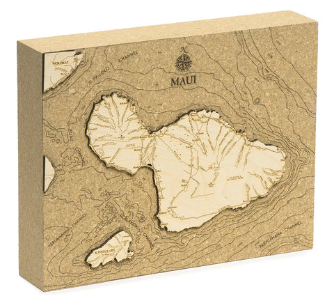 Cork Map of Maui, Hawaii 8x10 inch
