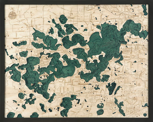 Lake Minnetonka, Minnesota 3-D Nautical Wood Chart, Large, 24.5" x 31"