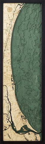 Myrtle Beach Narrow 3-D Nautical Wood Chart