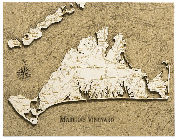 Martha's Vineyard Cork Map, 8" x 10"