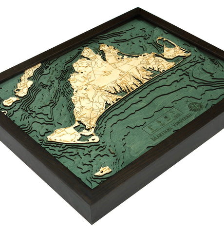 Martha's Vineyard, Massachusetts 3-D Nautical Wood Chart, Small, 16" x 20"