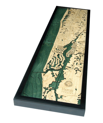 Naples Florida 3-D Nautical Wood Chart Map
