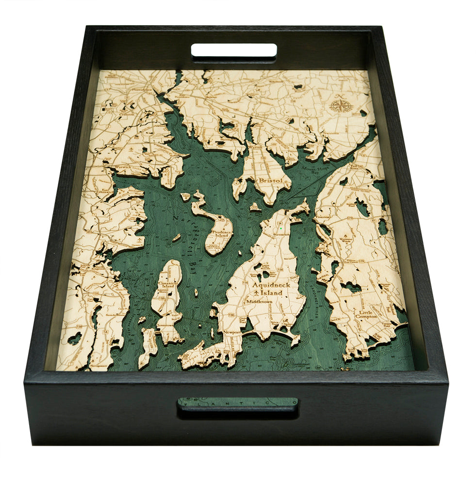 Narragansett Bay Map Laser Cut Wood Serving Tray