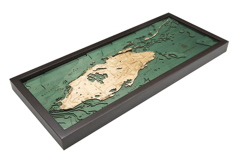 Map of Nassau, Bahamas 3-D Nautical Wood Chart in Dark Frame