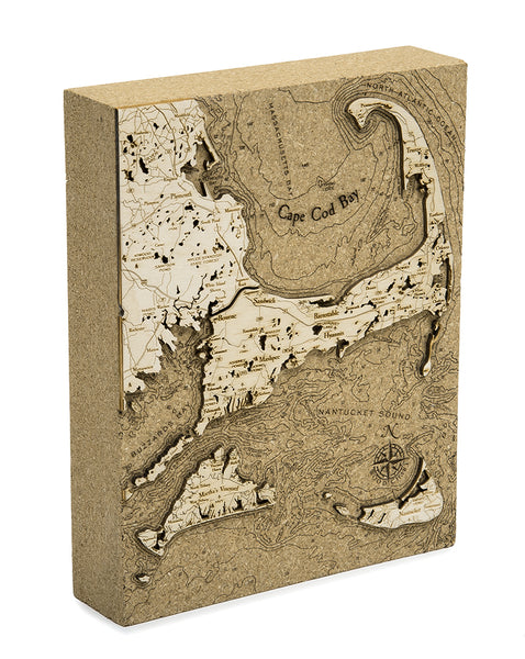 Cape Cod cork map on white background
