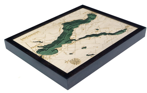 Lake Charlevoix, Michigan 3-D Nautical Wood Chart, Small, 16" x 20"