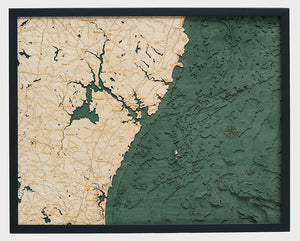 Large New Hampshire Coast Map 3-D Nautical Wood Chart