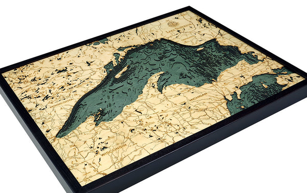 Lake Superior 3-D Nautical Wood Chart, Large, 24.5" x 31"