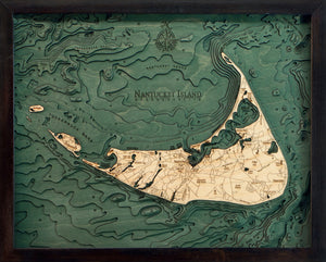 Map of Nantucket 3-D Nautical Wood Chart