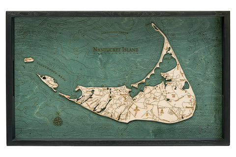Map of Nantucket on Wood Serving Tray