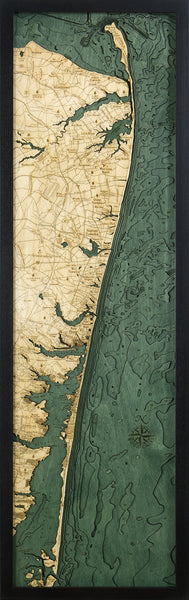 New Jersey North Shore Map 3-D Nautical Wood Chart