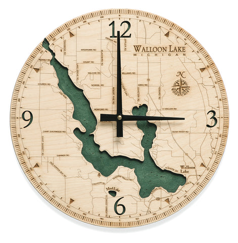 Wood laser-cut Walloon Lake Clock