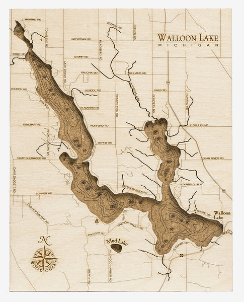 Cork Map of Walloon Lake Michigan