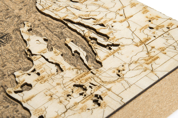 Topography Details of Northwest Lower Michigan Map on Cork
