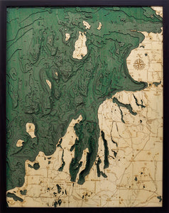 Map of Northwest Lower Michigan 3-D Nautical Wood Chart