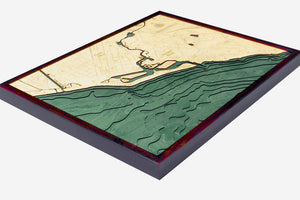 Newport Coastal Map 3-D Nautical Wood Chart