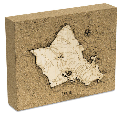 Map of Oahu on Cork