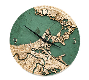 Wood New Orleans Clock Map