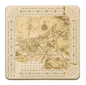 Wood Map of New Orleans Cribbage Board