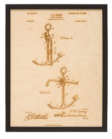 Laser Cut Wood Patent Anchor Art