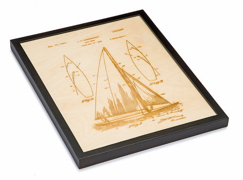 Laser Cut Wood Sailboat Patent Art