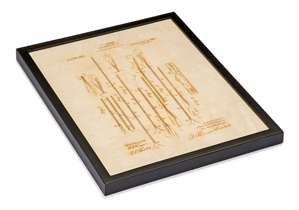 Wooden Paddle Patent Art in Frame