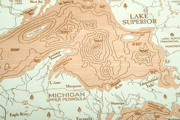 Great Lakes baltic birch wood map