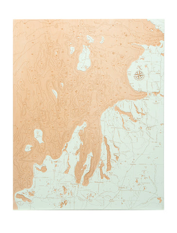 Lower Northwest Michigan Map "Fire & Birch" Series in Seaglass