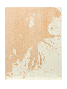 Lower Northwest Michigan Map "Fire & Birch" Series in Antique White
