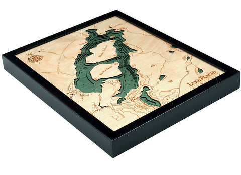 Lake Placid, New York 3-D Nautical Wood Chart, Small, 16"x 20"