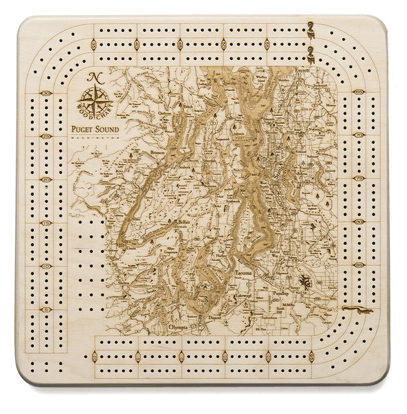 Map of Puget Sound Cribbage Board