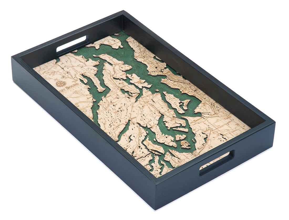 Map of Puget Sound Wood Serving Tray