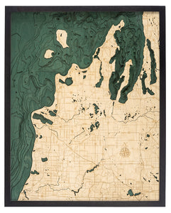 Michigan Route M22 3-D Nautical Wood Chart Map