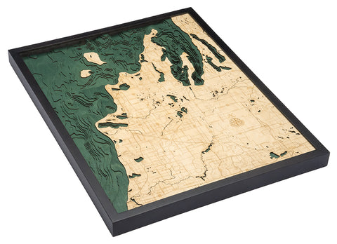Map of Michigan Route M22 3-D Nautical Wood Chart