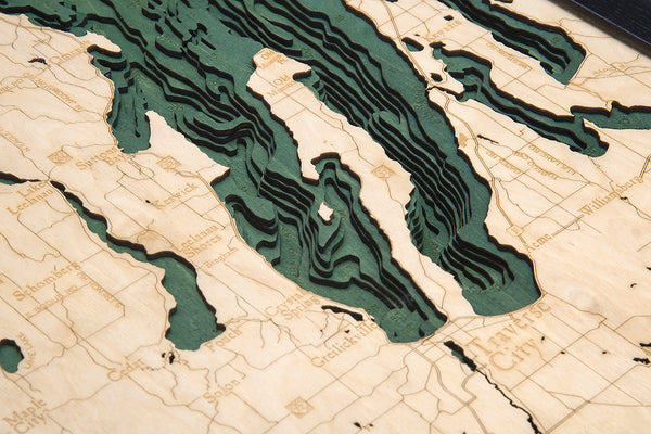 Topographical Detail on Michigan Route M22 3-D Nautical Wood Chart