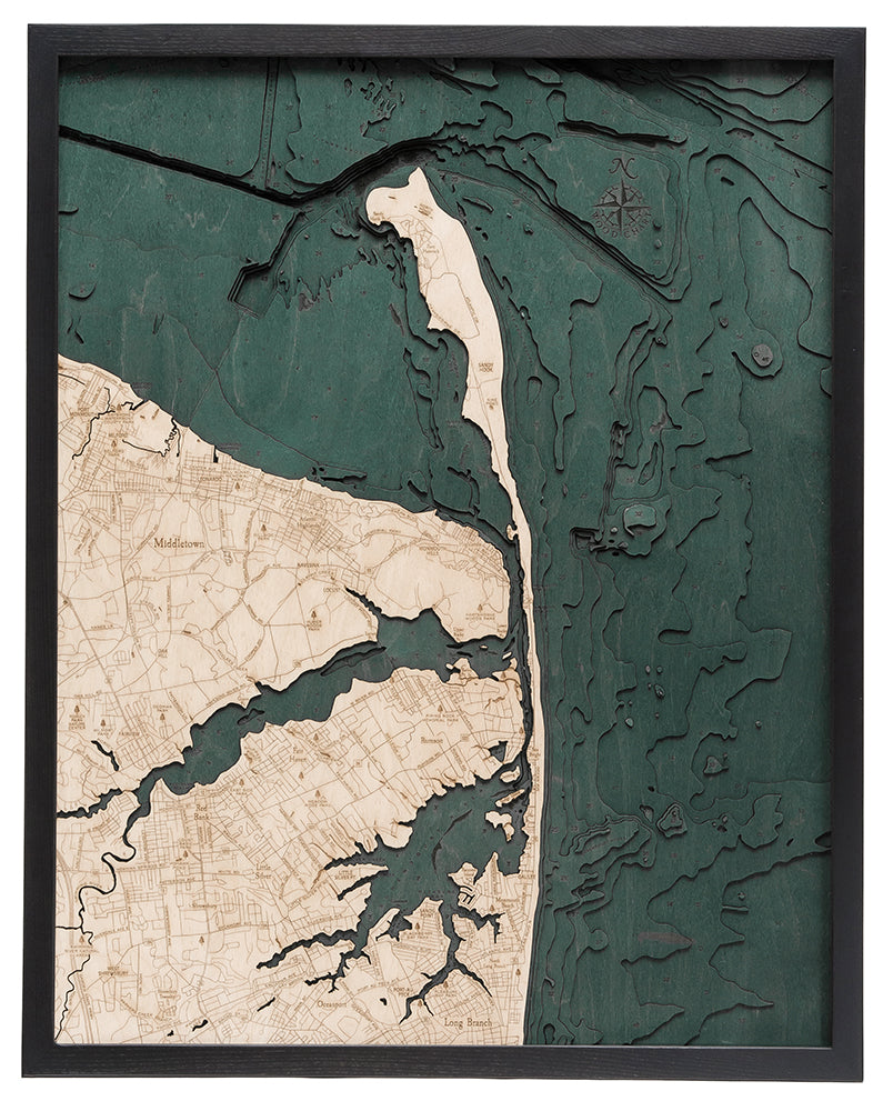Map of Rumson, New Jersey 3-D Nautical Wood Chart