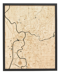 Map of Sacramento, California 3-D Nautical Wood Chart
