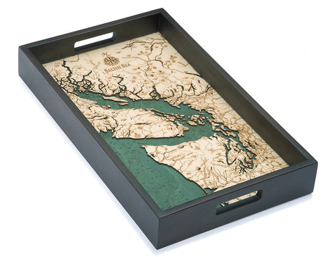 Salish Sea Map Wood Serving Tray