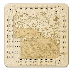 Map of Santa Barbara / Channel Islands Wood Cribbage Board