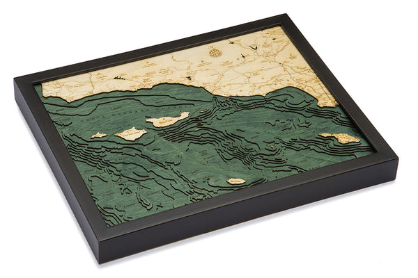 Map of Santa Barbara/Channel Islands 3-D Nautical Wood Chart