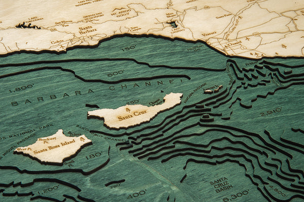 Topography Details on Map of Santa Barbara Islands