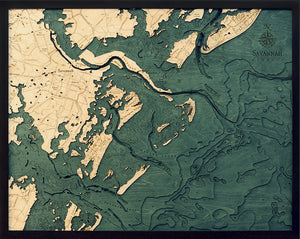 Map of Savannah, Georgia 3-D Nautical Wood Chart