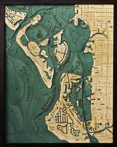 Florida Siesta Keys Map Wood Cut 